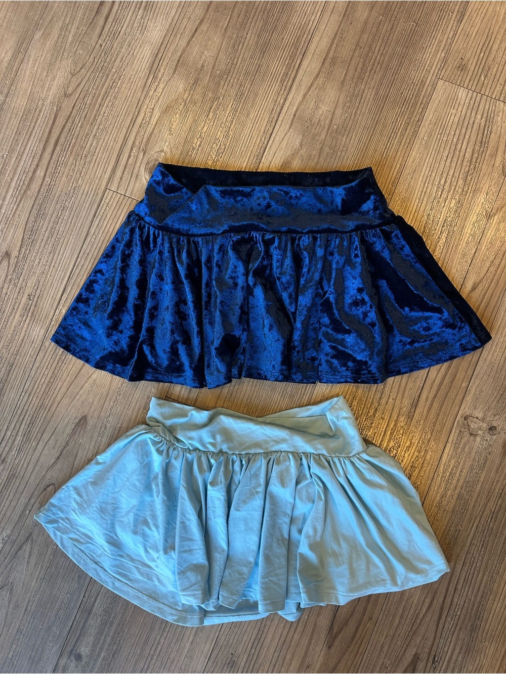 iHeartRaves Velvet Mini Skirt Set in Royal Blue and Light Blue